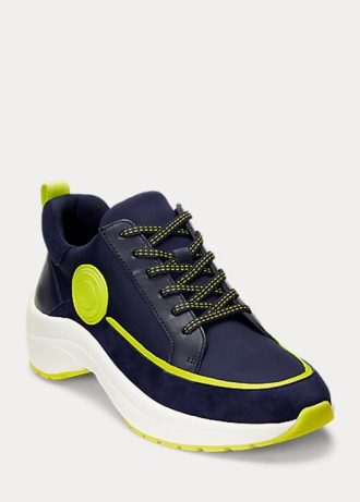 Baskets Ralph Lauren Reaghan en cuir et daim bleu marine pour femme