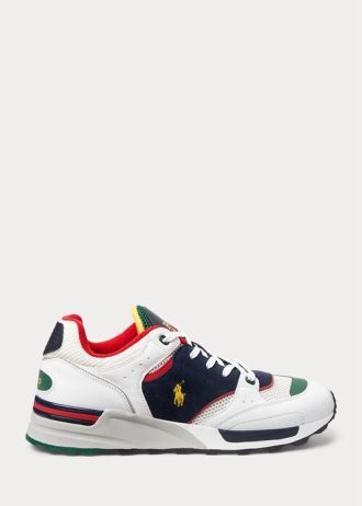 Baskets Ralph Lauren Trackster 200 blanches/bleu marine pour homme