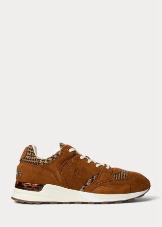 Baskets Ralph Lauren Trackster 200 Harris Tweed® marron pour homme