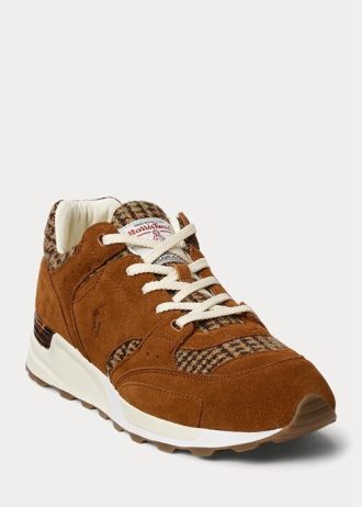 Baskets Ralph Lauren Trackster 200 Harris Tweed® marron pour homme