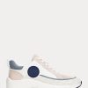 Baskets roses en cuir et jacquard avec logo Ralph Lauren Reaghan pour femmes Baskets roses en cuir et jacquard avec logo Ralph Lauren Reaghan pour femmes