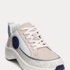 Baskets roses en cuir et jacquard avec logo Ralph Lauren Reaghan pour femmes Baskets roses en cuir et jacquard avec logo Ralph Lauren Reaghan pour femmes