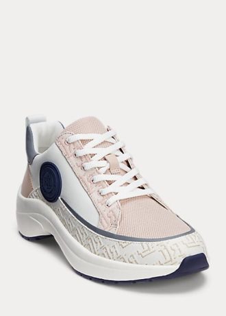 Baskets roses en cuir et jacquard avec logo Ralph Lauren Reaghan pour femmes