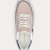 Baskets roses en cuir et jacquard avec logo Ralph Lauren Reaghan pour femmes Baskets roses en cuir et jacquard avec logo Ralph Lauren Reaghan pour femmes