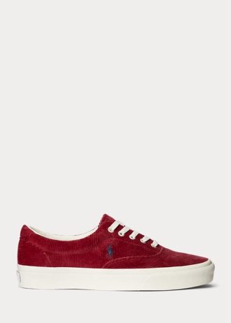 Baskets rouges en velours côtelé Ralph Lauren Keaton pour hommes