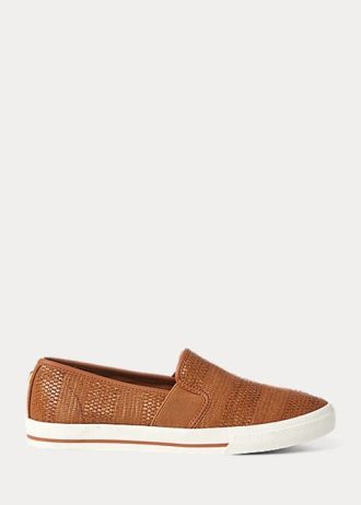 Baskets tissées marron à enfiler pour femme Ralph Lauren Jinny