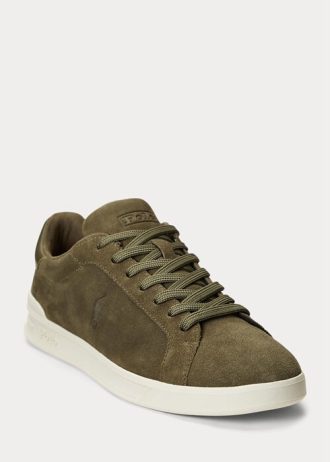 Baskets vertes en daim Heritage Court II pour homme Ralph Lauren