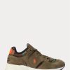 Baskets vertes Ralph Lauren Trackster 200 en daim et sergé camouflage pour homme Baskets vertes Ralph Lauren Trackster 200 en daim et sergé camouflage pour homme