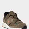 Baskets vertes Ralph Lauren Trackster 200 en daim et sergé camouflage pour homme Baskets vertes Ralph Lauren Trackster 200 en daim et sergé camouflage pour homme