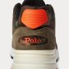 Baskets vertes Ralph Lauren Trackster 200 en daim et sergé camouflage pour homme Baskets vertes Ralph Lauren Trackster 200 en daim et sergé camouflage pour homme