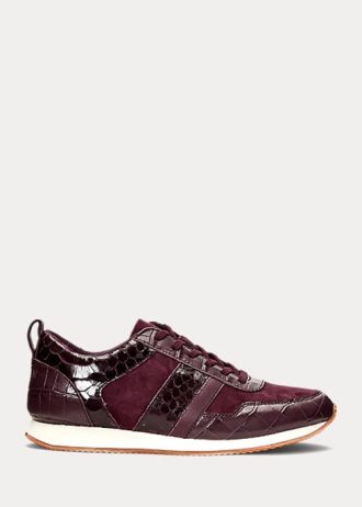 Baskets violettes en cuir et daim gaufré Colten Ralph Lauren pour femmes