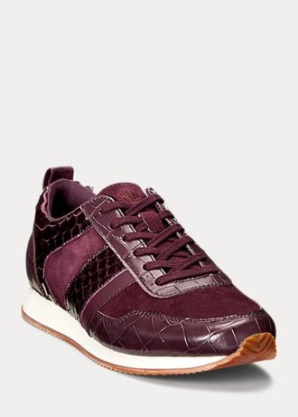 Baskets violettes en cuir et daim gaufré Colten Ralph Lauren pour femmes