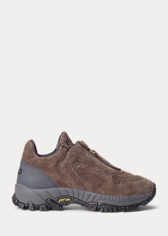 Baskets zippées gris foncé Ralph Lauren Grayson en daim de veau pour femme