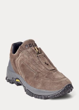 Baskets zippées gris foncé Ralph Lauren Grayson en daim de veau pour femme