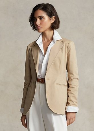 Blazers beiges en sergé extensible Ralph Lauren pour femme