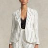 Blazers blancs en jacquard de lin rayé Ralph Lauren pour femme Blazers blancs en jacquard de lin rayé Ralph Lauren pour femme