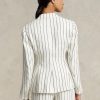 Blazers blancs en jacquard de lin rayé Ralph Lauren pour femme Blazers blancs en jacquard de lin rayé Ralph Lauren pour femme