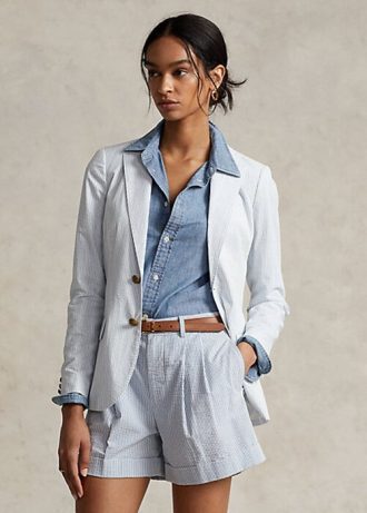 Blazers blancs en seersucker Ralph Lauren pour femmes