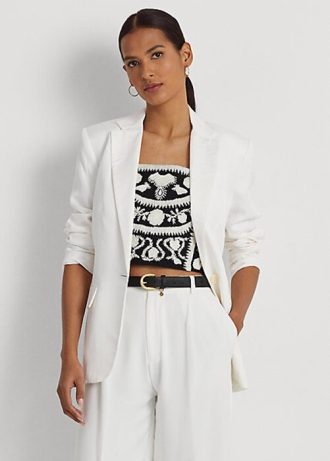 Blazers blancs en sergé de lin mélangé Ralph Lauren pour femme