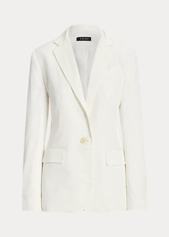 Blazers blancs en sergé de lin mélangé Ralph Lauren pour femme