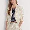 Blazers blancs en sergé de lin mélangé à rayures Ralph Lauren pour femme Blazers blancs en sergé de lin mélangé à rayures Ralph Lauren pour femme