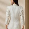 Blazers blancs en toile de lin Skye de Ralph Lauren pour femmes Blazers blancs en toile de lin Skye de Ralph Lauren pour femmes