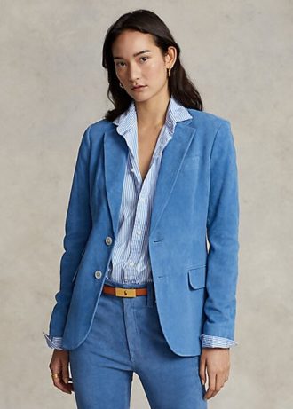 Blazers bleus en daim et peau d&rsquo;agneau Ralph Lauren pour femme
