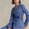 Blazers bleus en lin et coton à rayures et ceinture Ralph Lauren pour femme Blazers bleus en lin et coton à rayures et ceinture Ralph Lauren pour femme