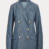 Blazers croisés en chambray bleu pour femmes Ralph Lauren Blazers croisés en chambray bleu pour femmes Ralph Lauren