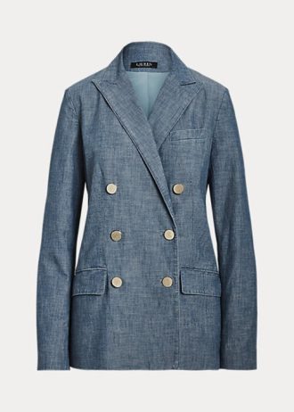 Blazers croisés en chambray bleu pour femmes Ralph Lauren