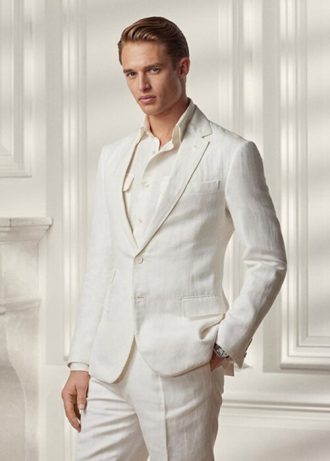 Blazers de costume blancs à chevrons Ralph Lauren Kent pour hommes