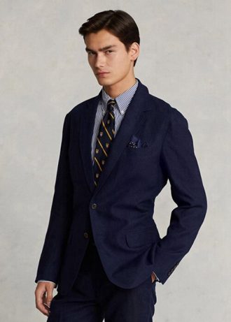 Blazers de costume en lin doux bleu marine pour homme Ralph Lauren Polo