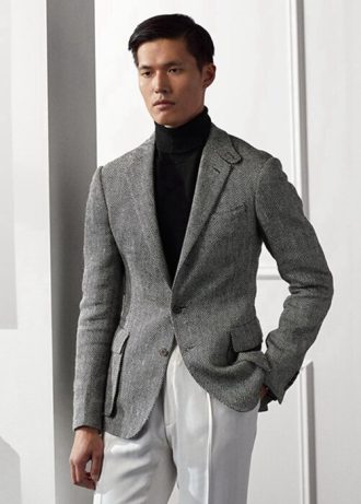 Blazers de sport gris à chevrons faits main pour homme Ralph Lauren Kent