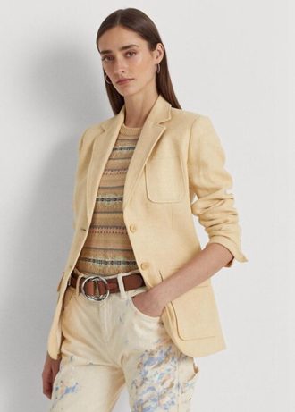 Blazers en lin à chevrons jaunes Ralph Lauren pour femmes