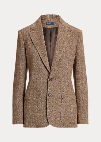 Blazers en lin mélangé à chevrons Ralph Lauren marron pour femme