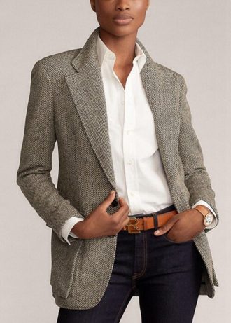 Blazers en tweed noirs Ralph Lauren pour femmes