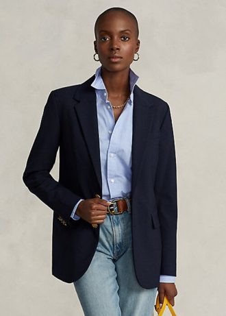 Blazers extensibles à deux boutons bleu marine Ralph Lauren pour femme