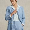 Blazers longs en coton chambray bleu Ralph Lauren pour femme Blazers longs en coton chambray bleu Ralph Lauren pour femme