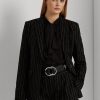 Blazers noirs en sergé de lin mélangé à rayures fines Ralph Lauren pour femmes