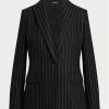 Blazers noirs en sergé de lin mélangé à rayures fines Ralph Lauren pour femmes