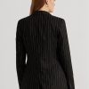 Blazers noirs en sergé de lin mélangé à rayures fines Ralph Lauren pour femmes