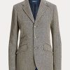 Blazers Ralph Lauren bleu marine/crème en lin mélangé à chevrons pour femme Blazers Ralph Lauren bleu marine/crème en lin mélangé à chevrons pour femme