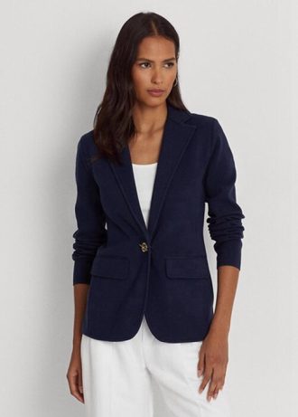 Blazers Ralph Lauren bleu marine en coton mélangé pour femme