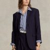 Blazers Ralph Lauren bleu marine en laine mélangée extensible pour femme Blazers Ralph Lauren bleu marine en laine mélangée extensible pour femme