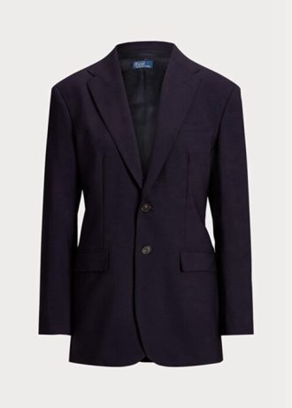 Blazers Ralph Lauren bleu marine en laine mélangée extensible pour femme