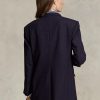 Blazers Ralph Lauren bleu marine en laine mélangée extensible pour femme Blazers Ralph Lauren bleu marine en laine mélangée extensible pour femme