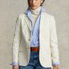 Blazers Ralph Lauren à rayures fines en coton, lin et laine crème pour femme Blazers Ralph Lauren à rayures fines en coton, lin et laine crème pour femme