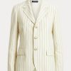 Blazers Ralph Lauren à rayures fines en coton, lin et laine crème pour femme Blazers Ralph Lauren à rayures fines en coton, lin et laine crème pour femme