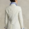 Blazers Ralph Lauren à rayures fines en coton, lin et laine crème pour femme Blazers Ralph Lauren à rayures fines en coton, lin et laine crème pour femme