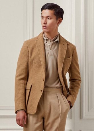 Blazers sport marron en sergé de laine texturée Hadley pour homme Ralph Lauren